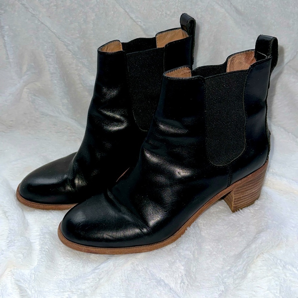 Madewell Black Leather Ankle Boots Size 7.5